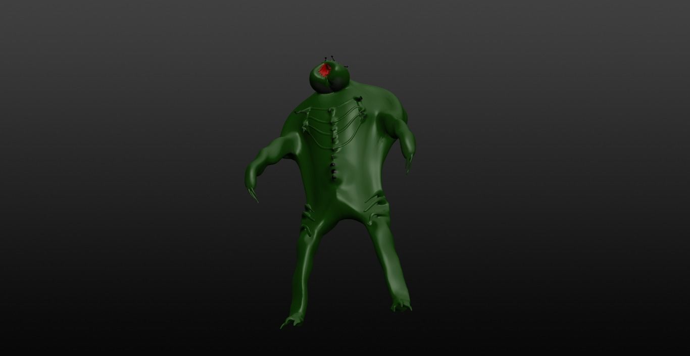 Mikrop alien Low-poly 3D model_2