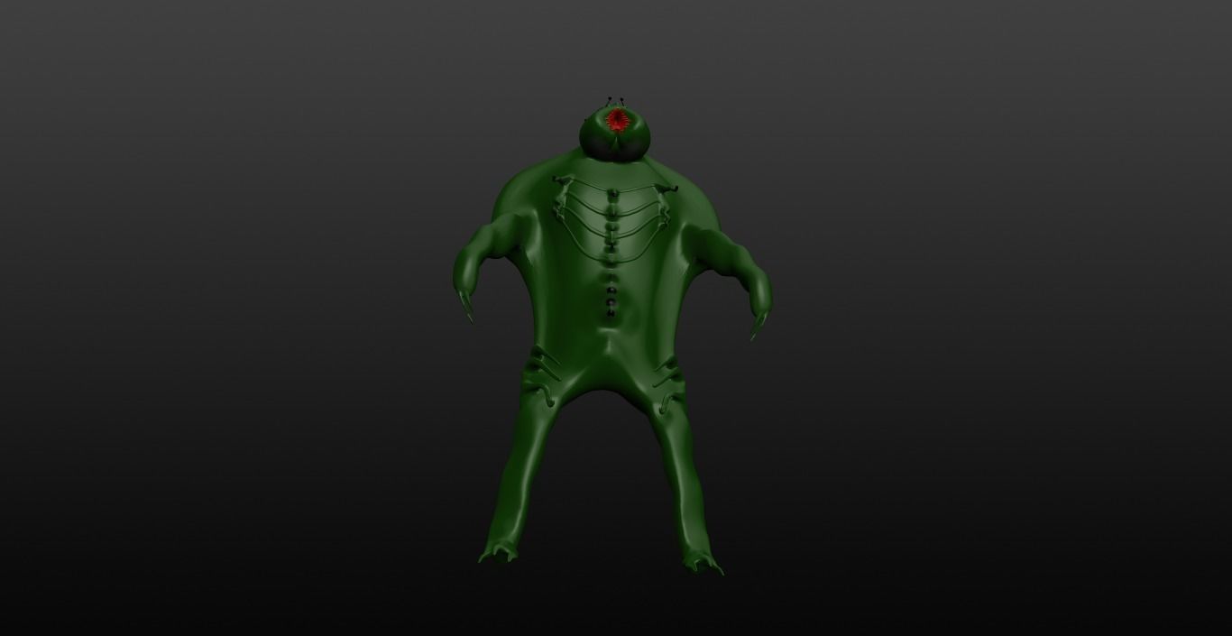 Mikrop alien Low-poly 3D model_3