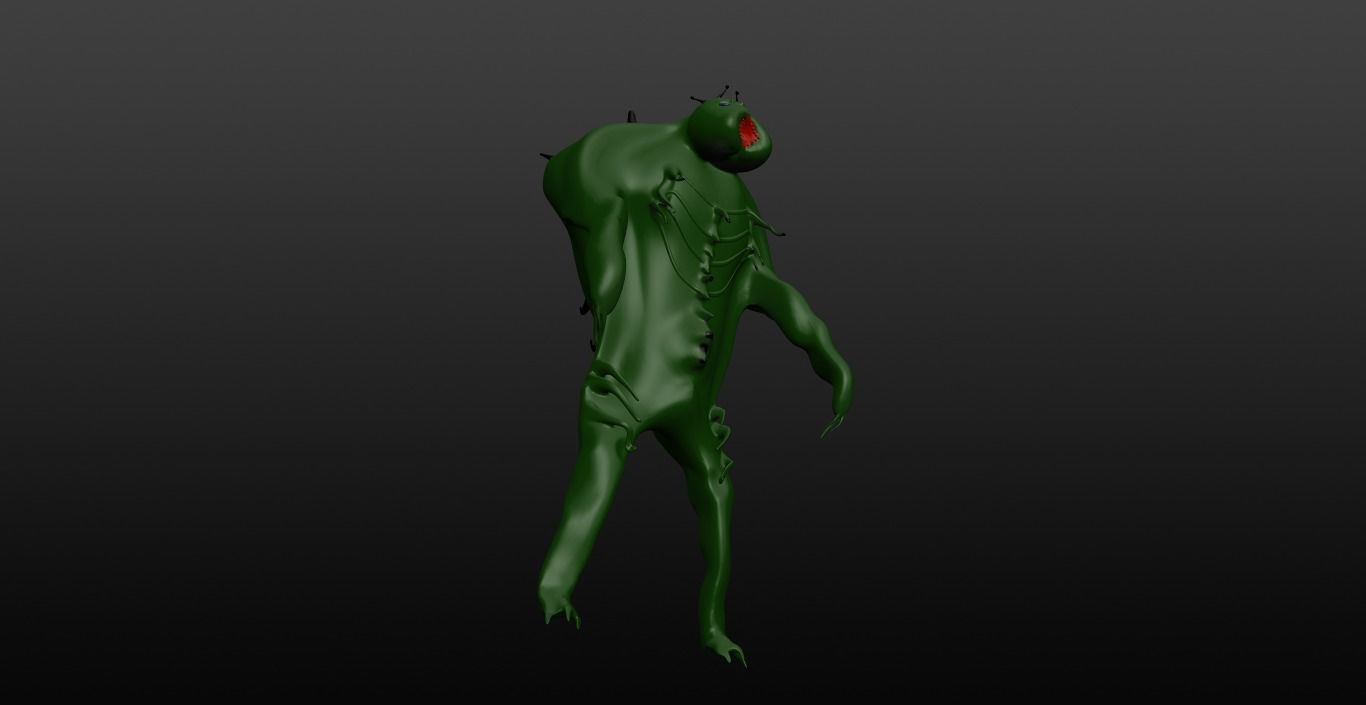 Mikrop alien Low-poly 3D model_4