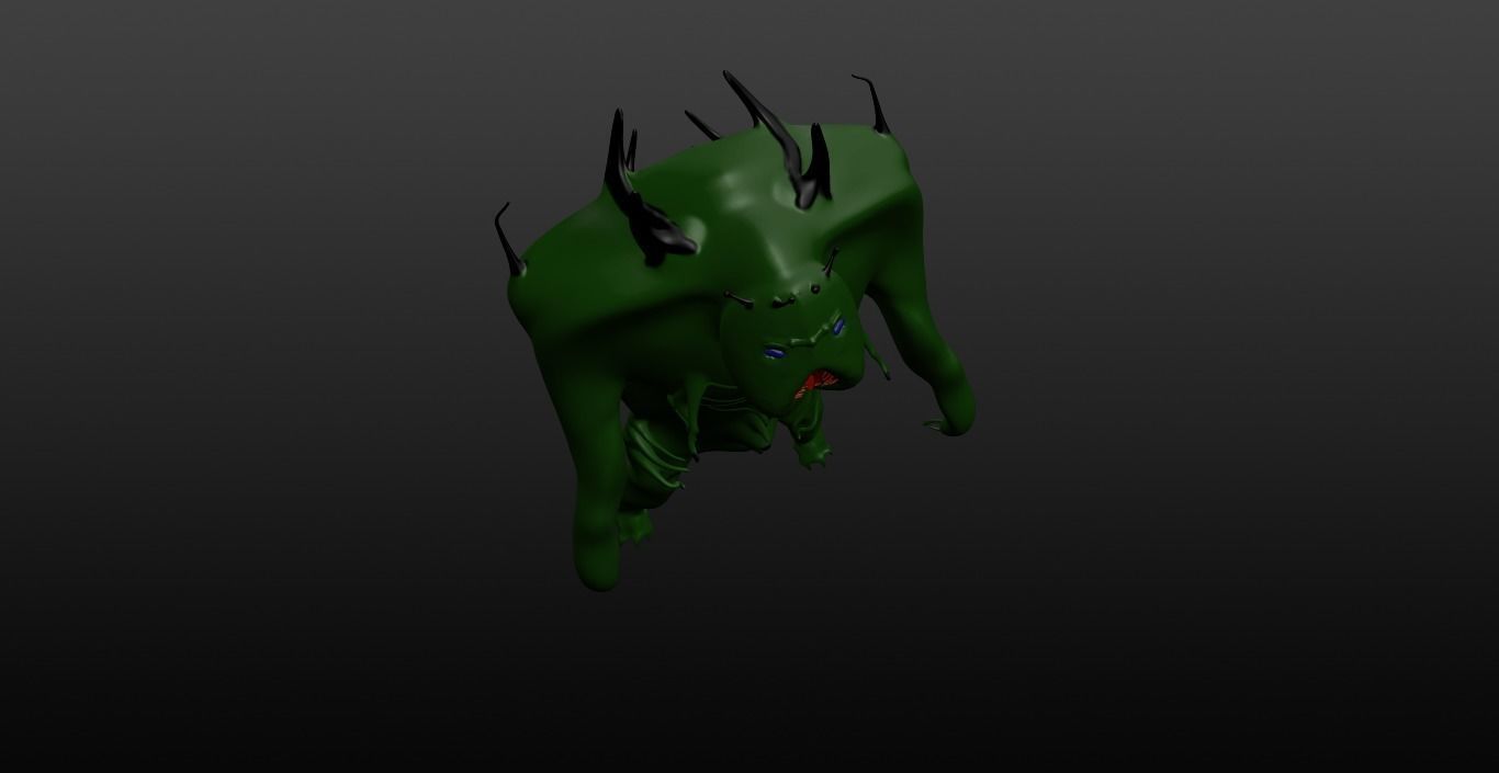 Mikrop alien Low-poly 3D model_9