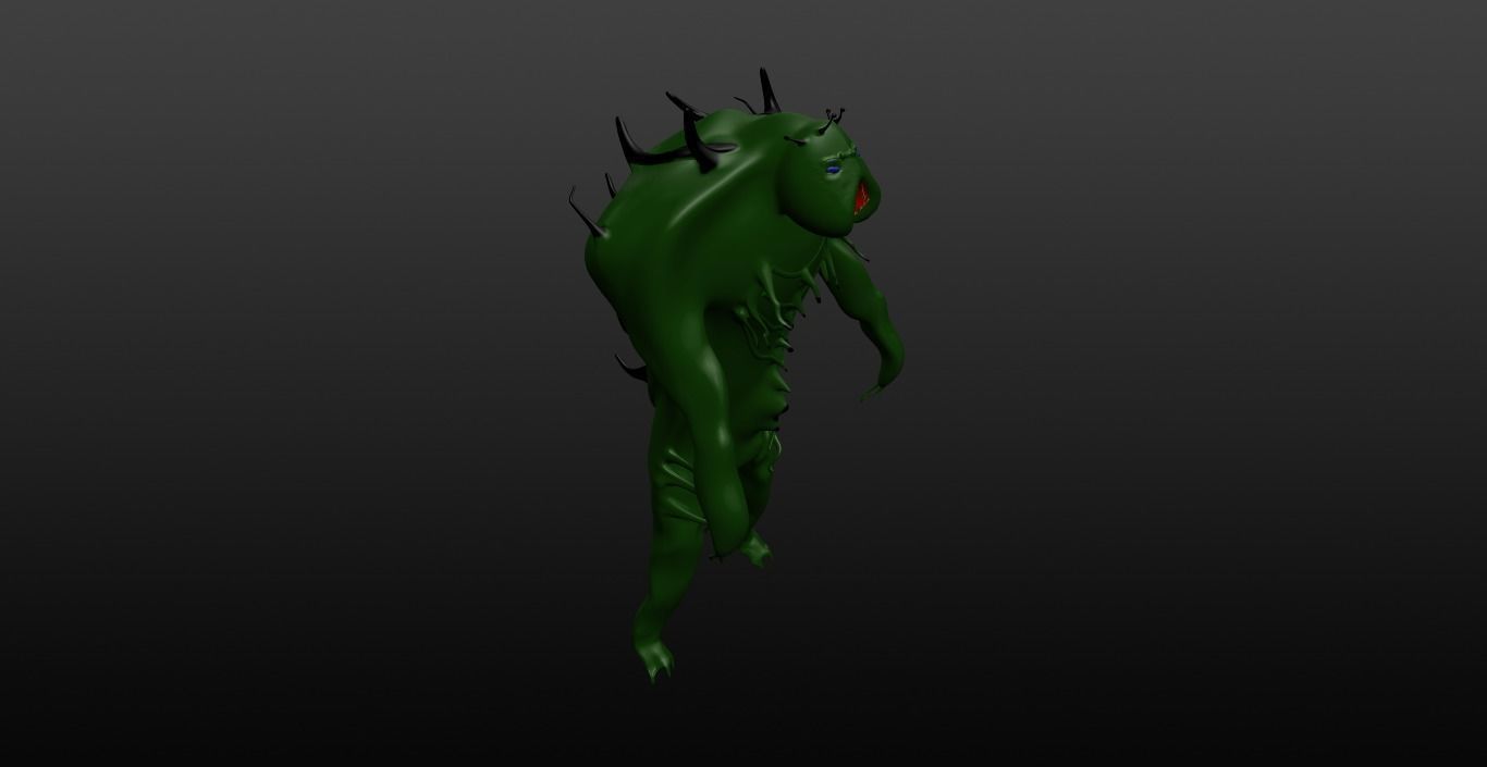 Mikrop alien Low-poly 3D model_6