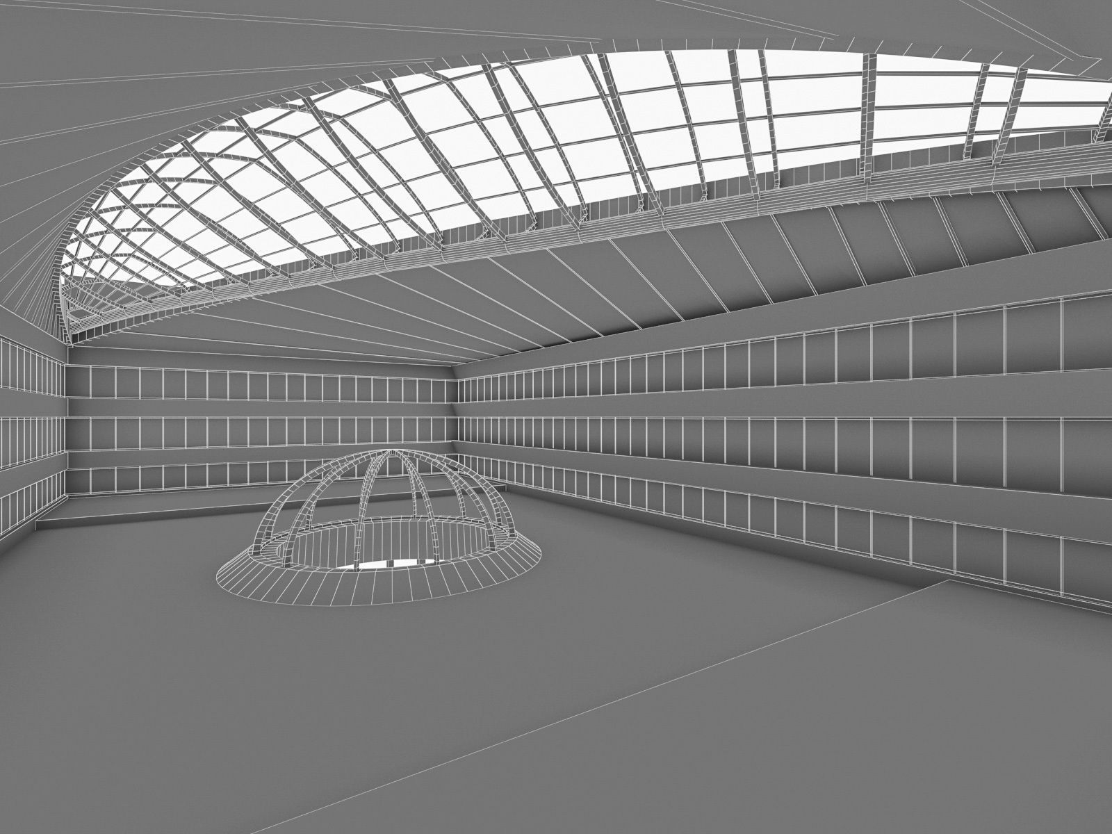 Public Hall Interior 03 Low-poly 3D model_10