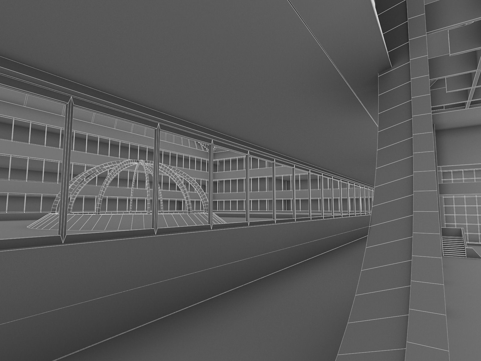 Public Hall Interior 03 Low-poly 3D model_4