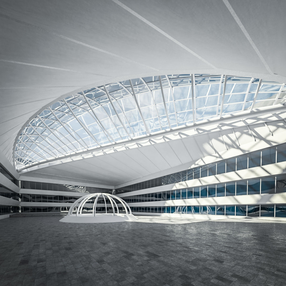 Public Hall Interior 03 Low-poly 3D model_7