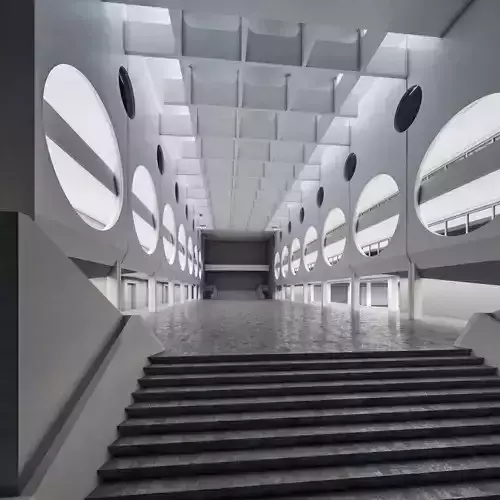 Public Hall Interior 03 Low-poly 3D model