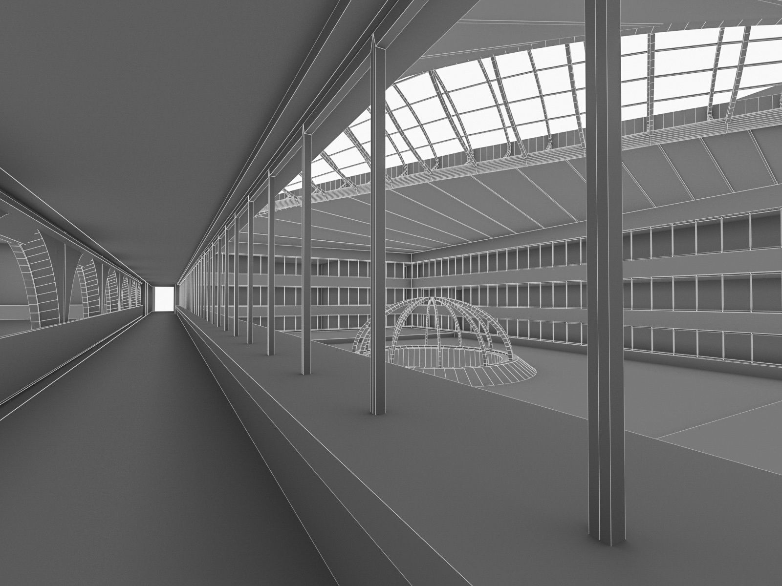 Public Hall Interior 03 Low-poly 3D model_6