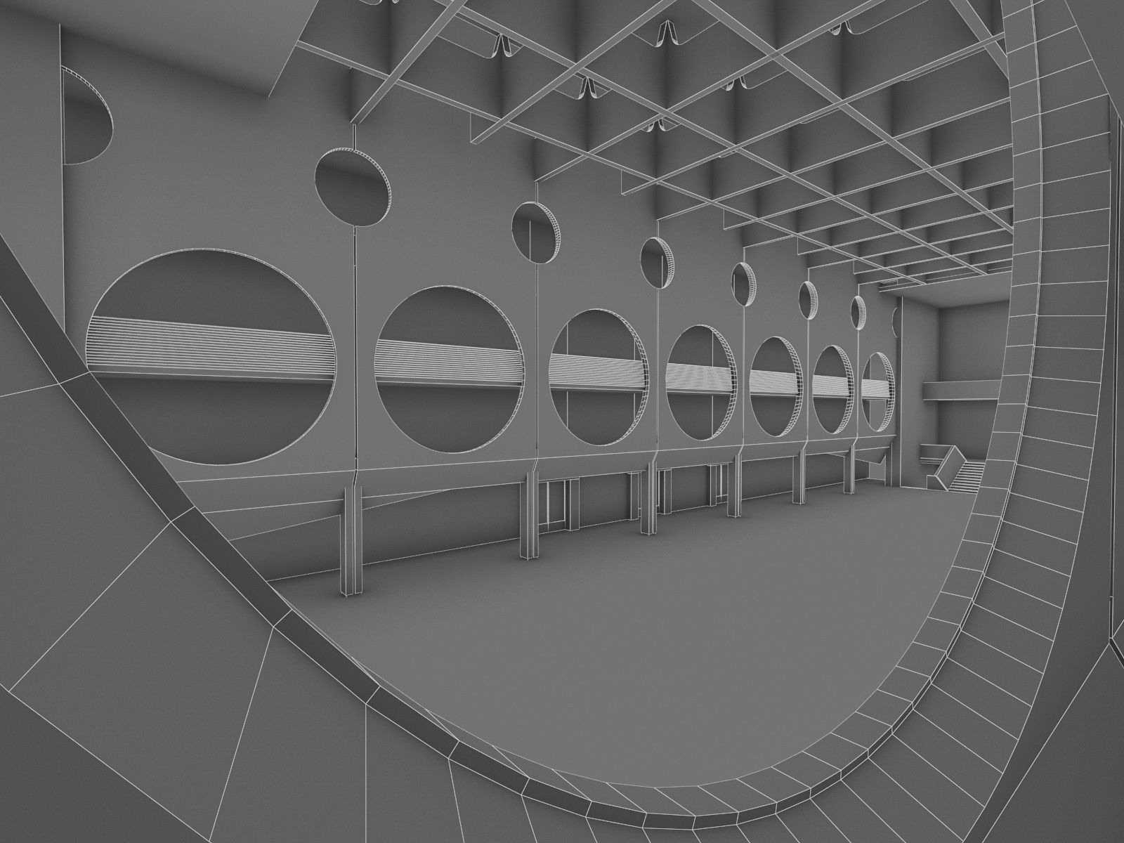 Public Hall Interior 03 Low-poly 3D model_1