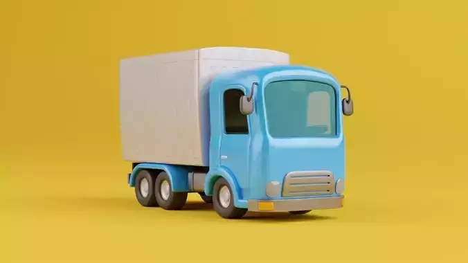 Stylized Cartoon Truck - Fully rigged 3D model