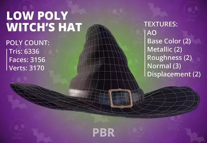 Witch Hat 3D Model  Low-poly 3D model