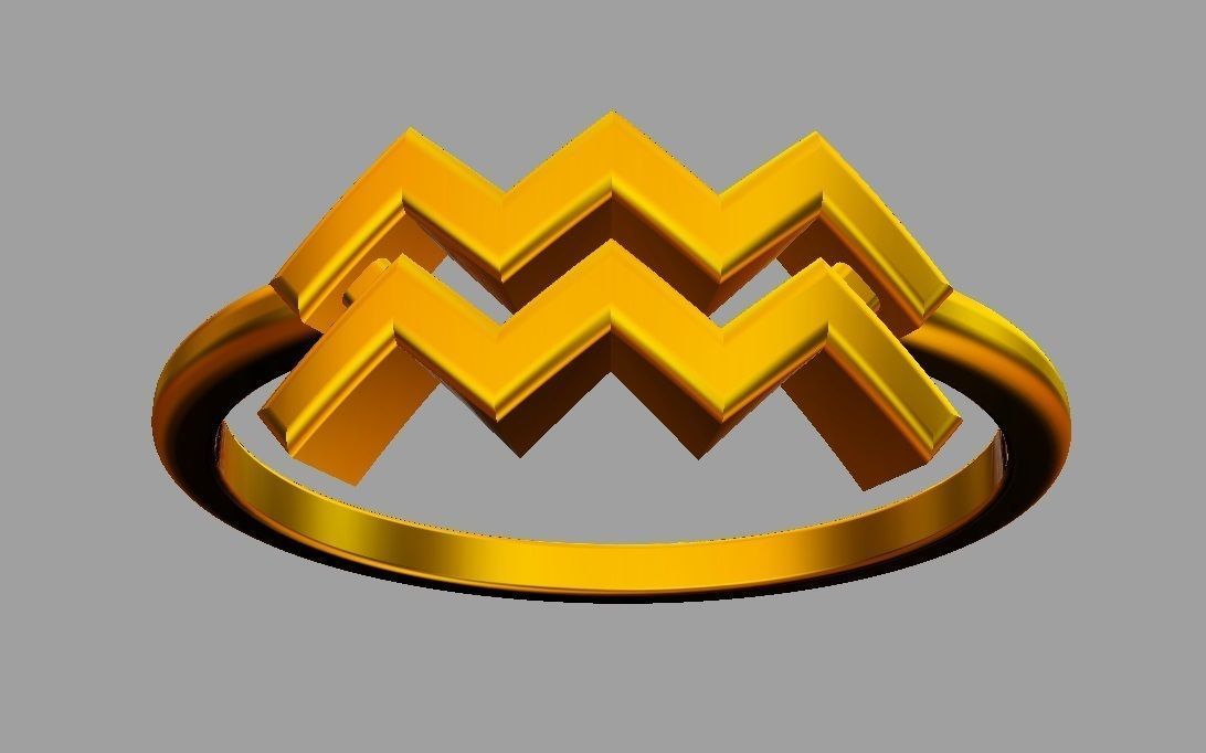 Zodiac Ring - Aquarius 3D print model_7