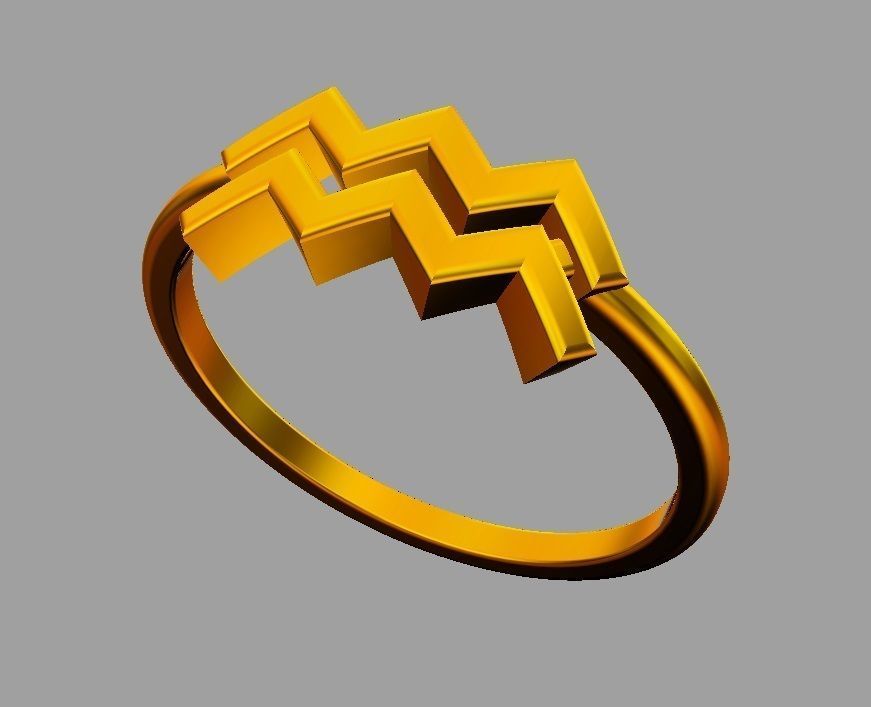 Zodiac Ring - Aquarius 3D print model_6
