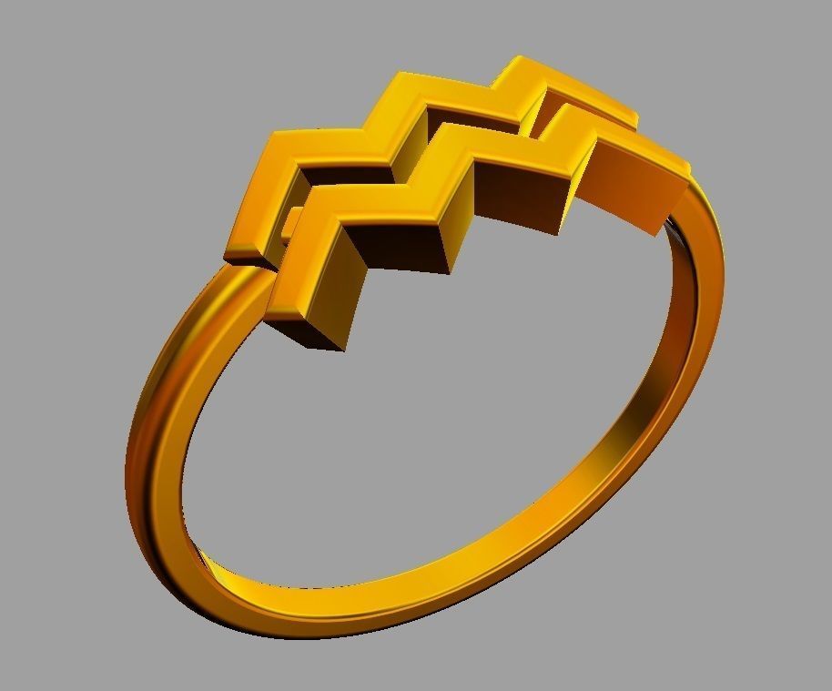 Zodiac Ring - Aquarius 3D print model_8