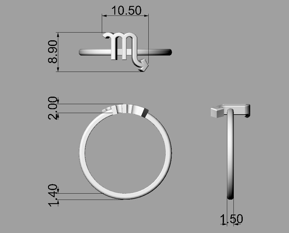 Zodiac Ring - Scorpio 3D print model_3