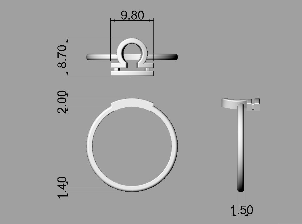 Zodiac Ring - Libra 3D print model_3