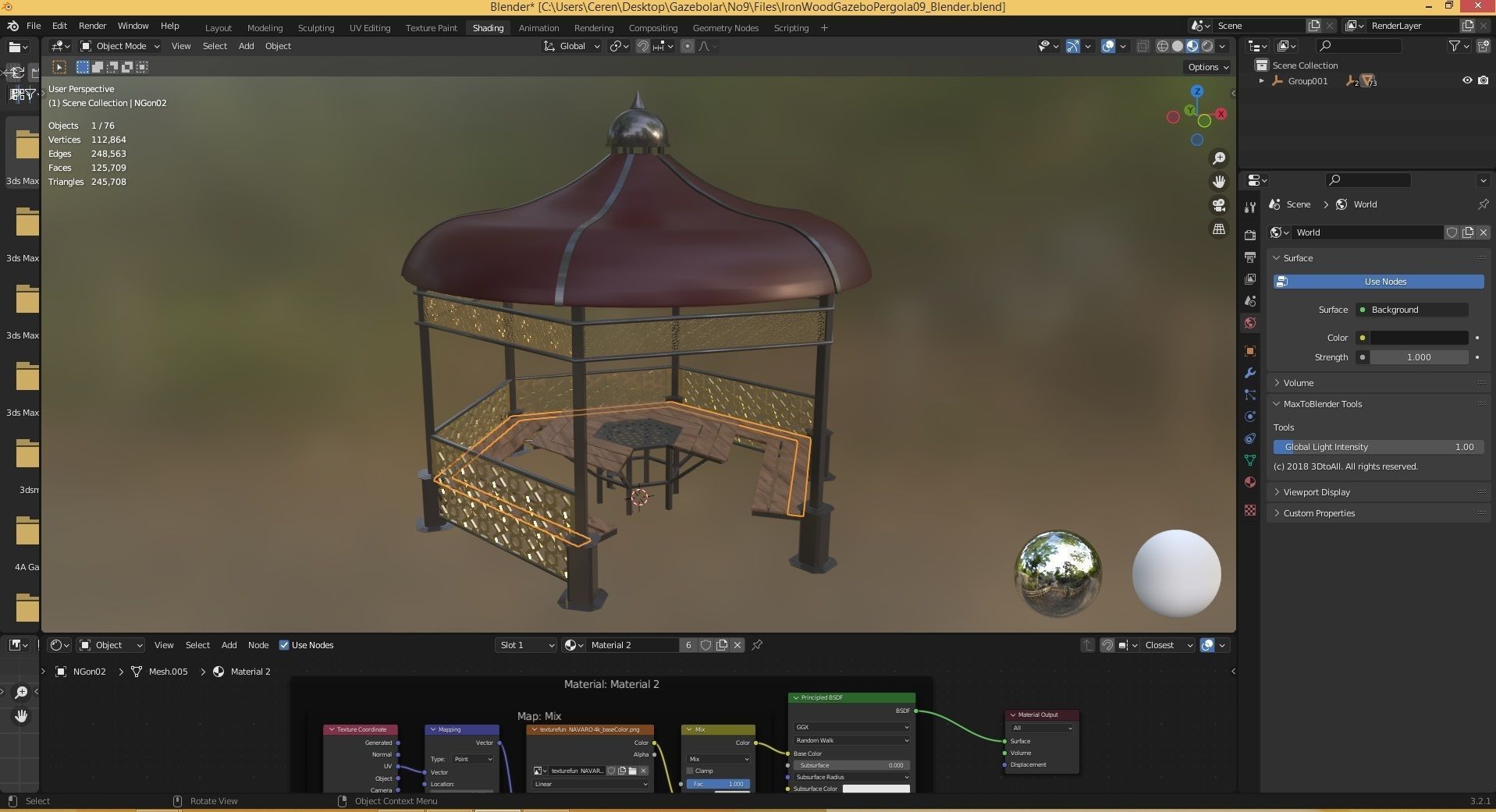 Iron Wood Garden Pergola - Gazebo 09 Ottoman Seljuk Empire Low-poly 3D model_13