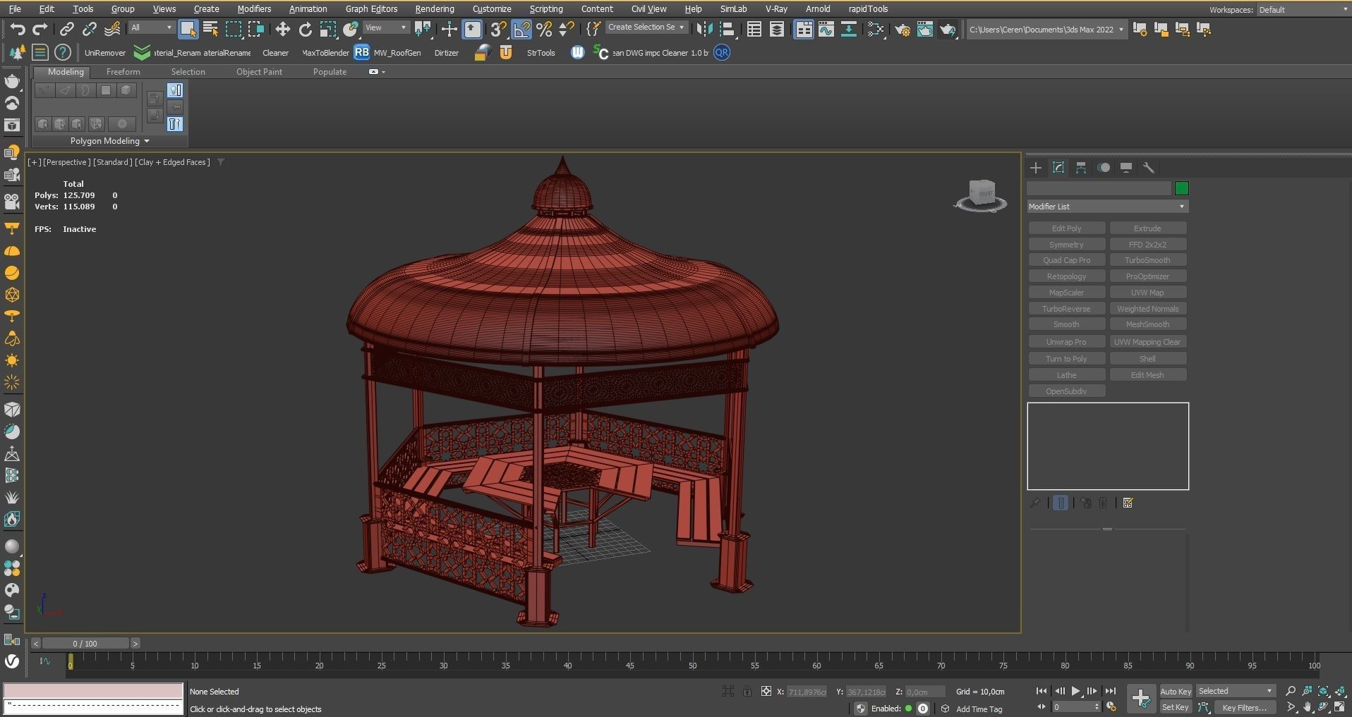 Iron Wood Garden Pergola - Gazebo 09 Ottoman Seljuk Empire Low-poly 3D model_14