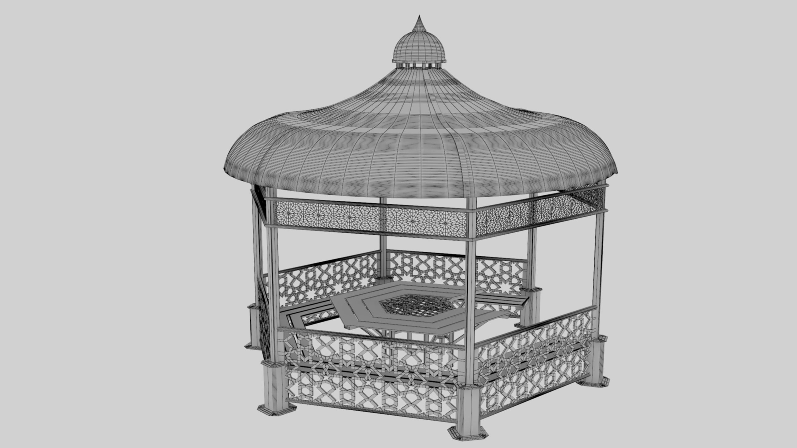 Iron Wood Garden Pergola - Gazebo 09 Ottoman Seljuk Empire Low-poly 3D model_39