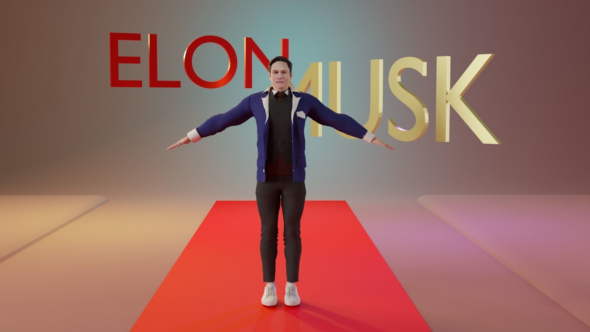 Elon Musk Rigged  Low-poly 3D model_2