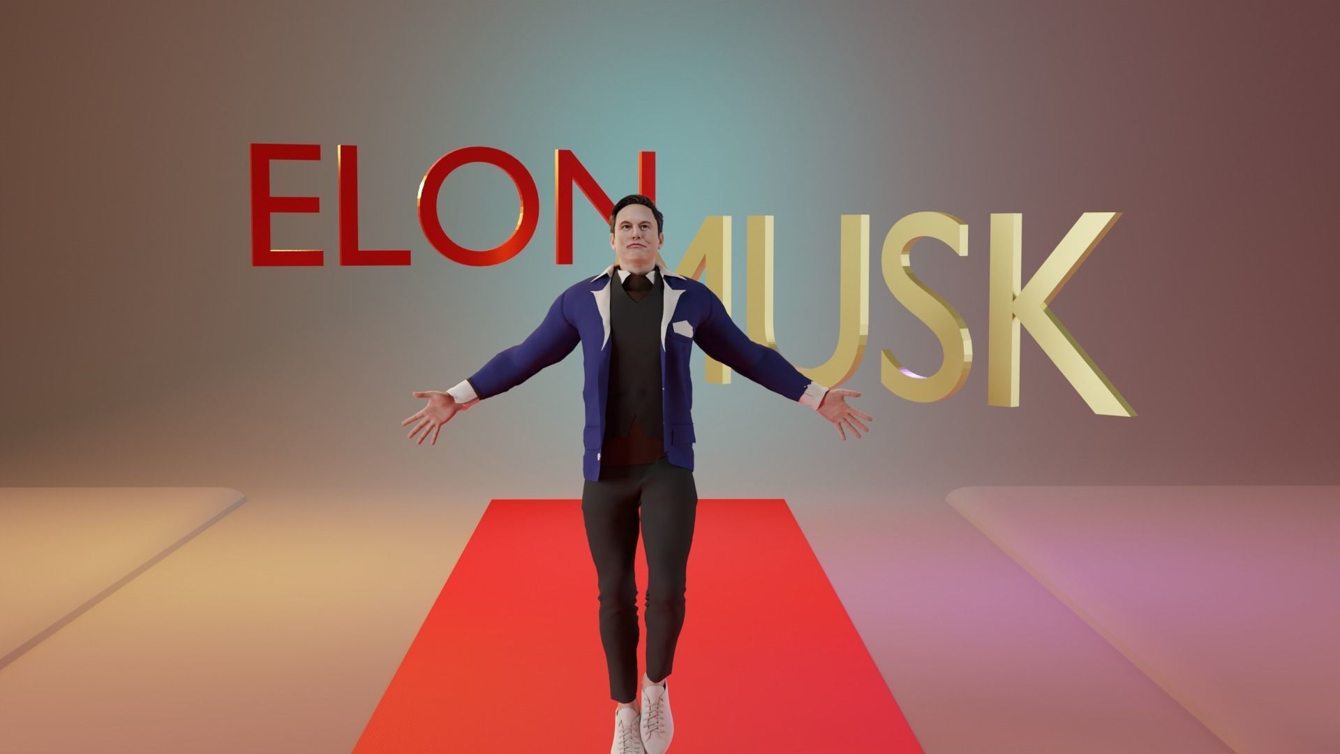 Elon Musk Rigged  Low-poly 3D model_1