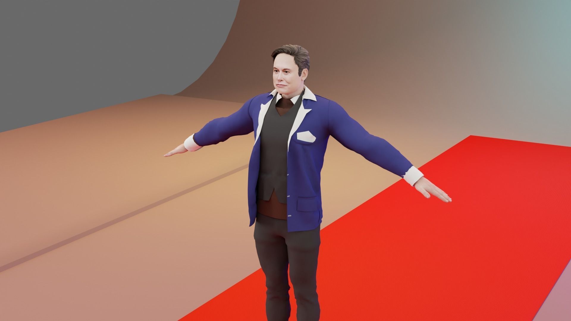 Elon Musk Rigged  Low-poly 3D model_10