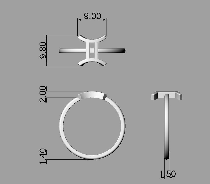 Zodiac Ring - Gemini 3D print model_3