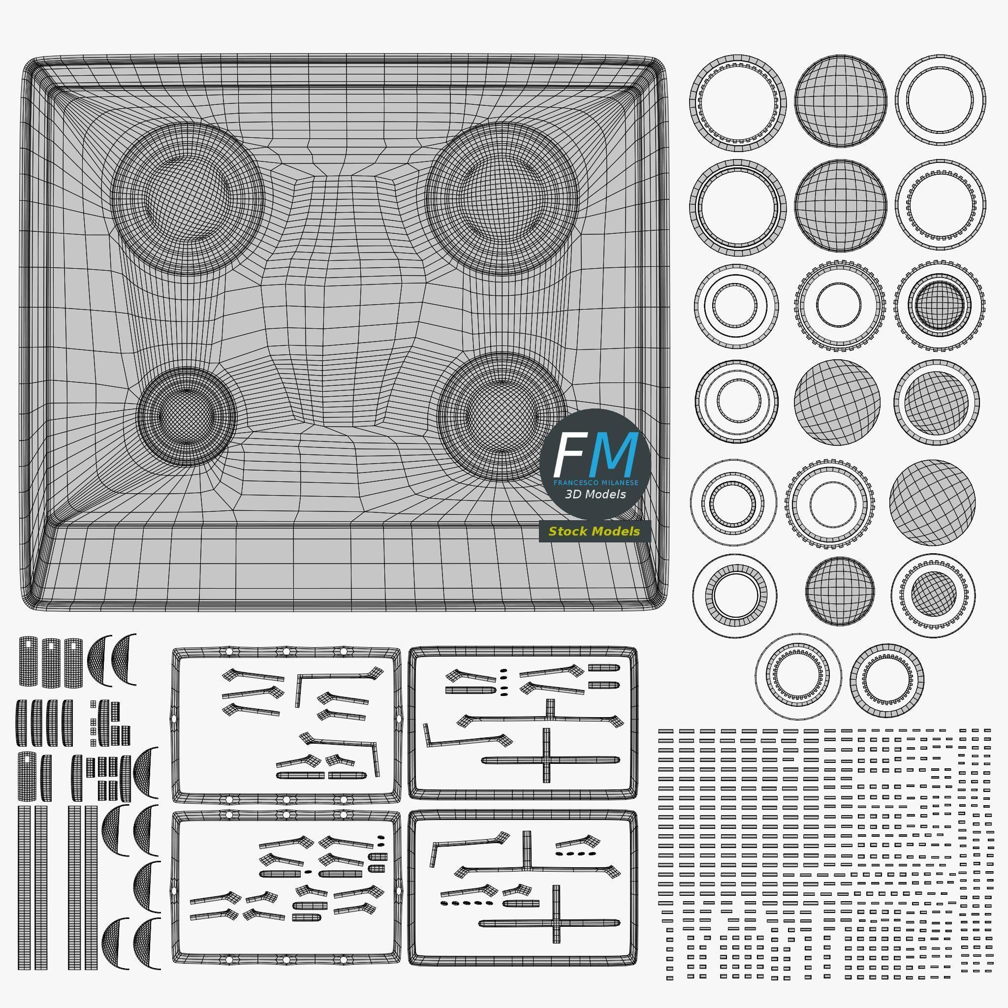 4 burners gas hob 3D model_11