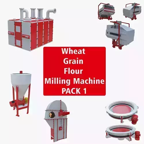 Wheat Grain Flour Milling Machine PACK  1 3D Model Collection