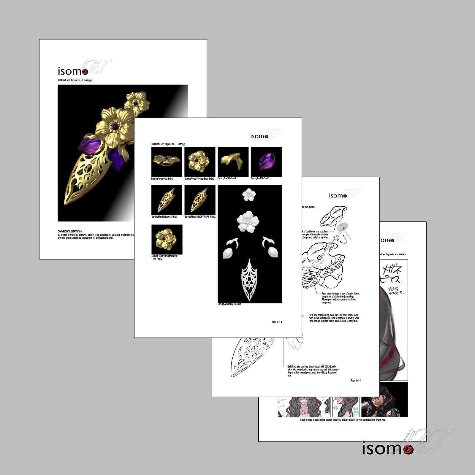 Bayonetta 3 Default Earrings - Cosplay Digital 3DModel 3D print model_9