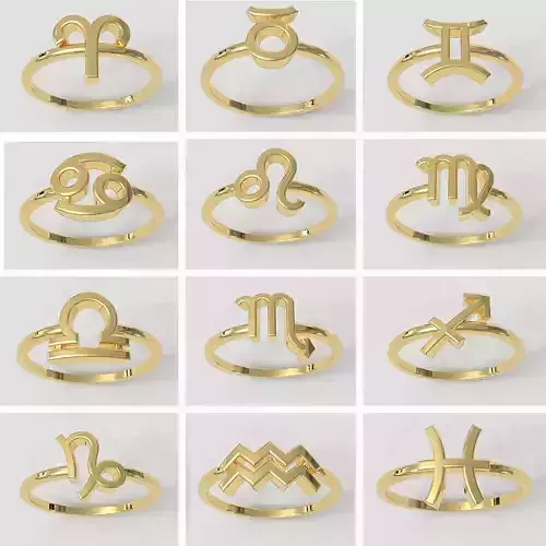 Zodiac Rings 3D Model Collection
