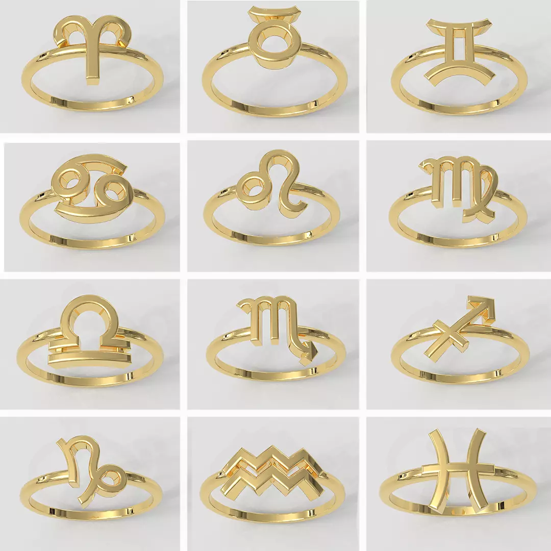 Zodiac Rings 3D Model Collection_0