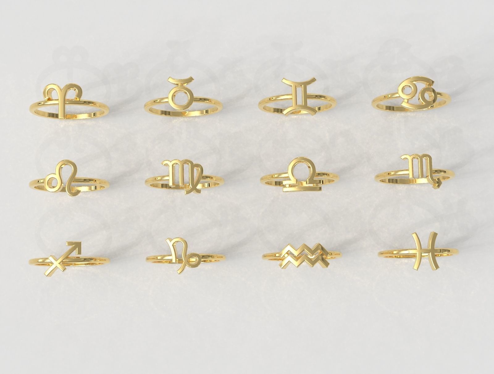 Zodiac Rings 3D Model Collection_4