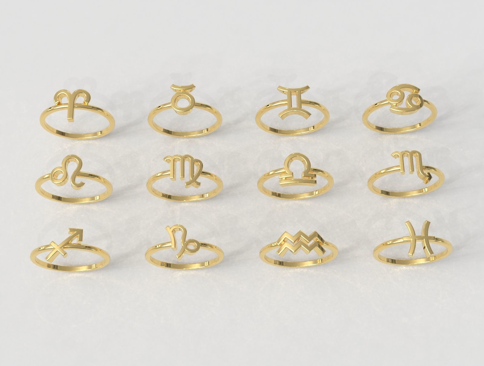 Zodiac Rings 3D Model Collection_1