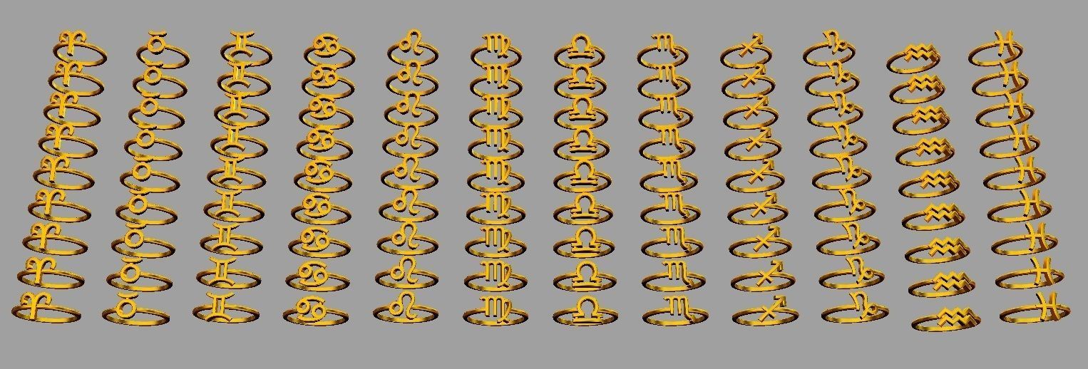 Zodiac Rings 3D Model Collection_3