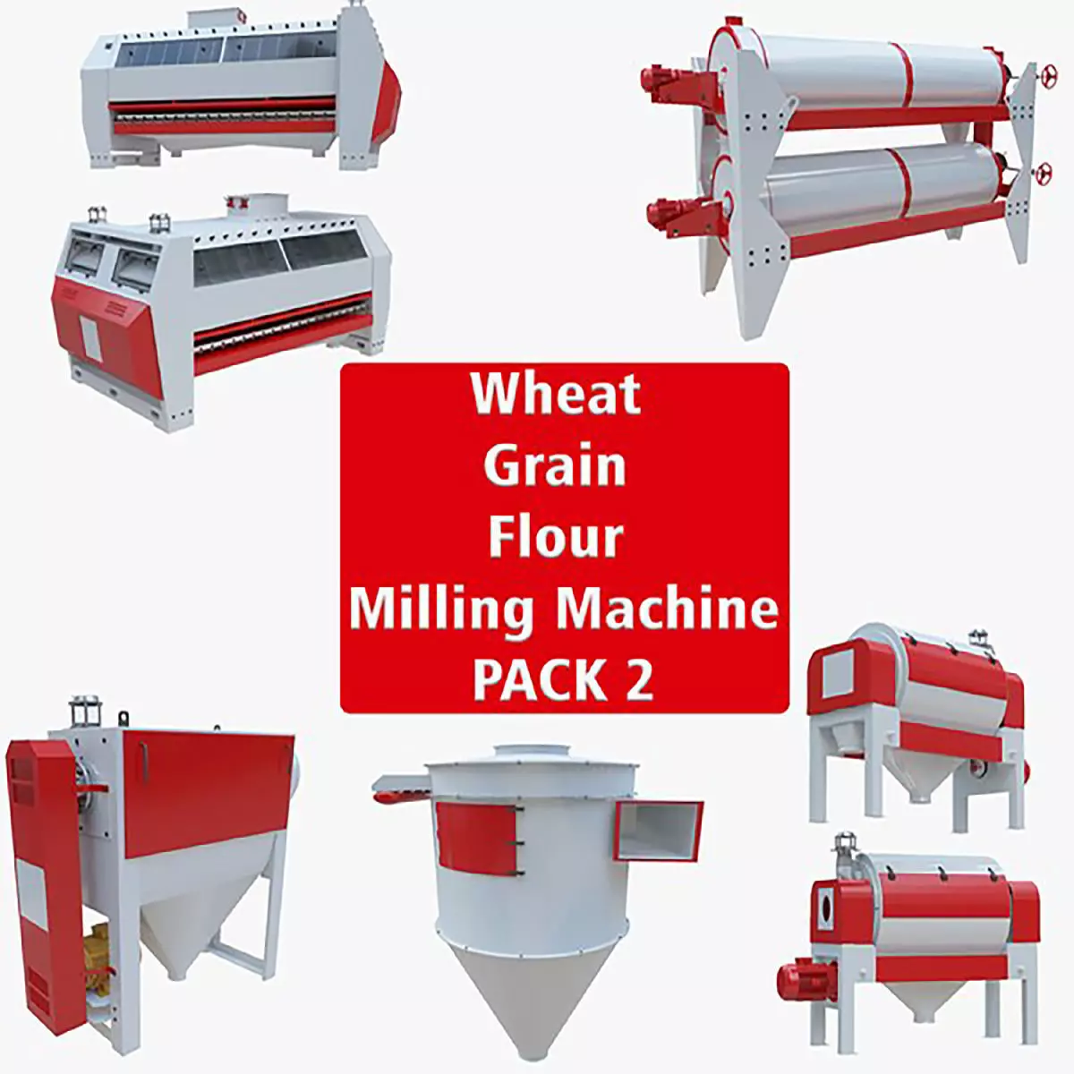 Wheat Grain Flour Milling Machine PACK 2 3D Model Collection_0