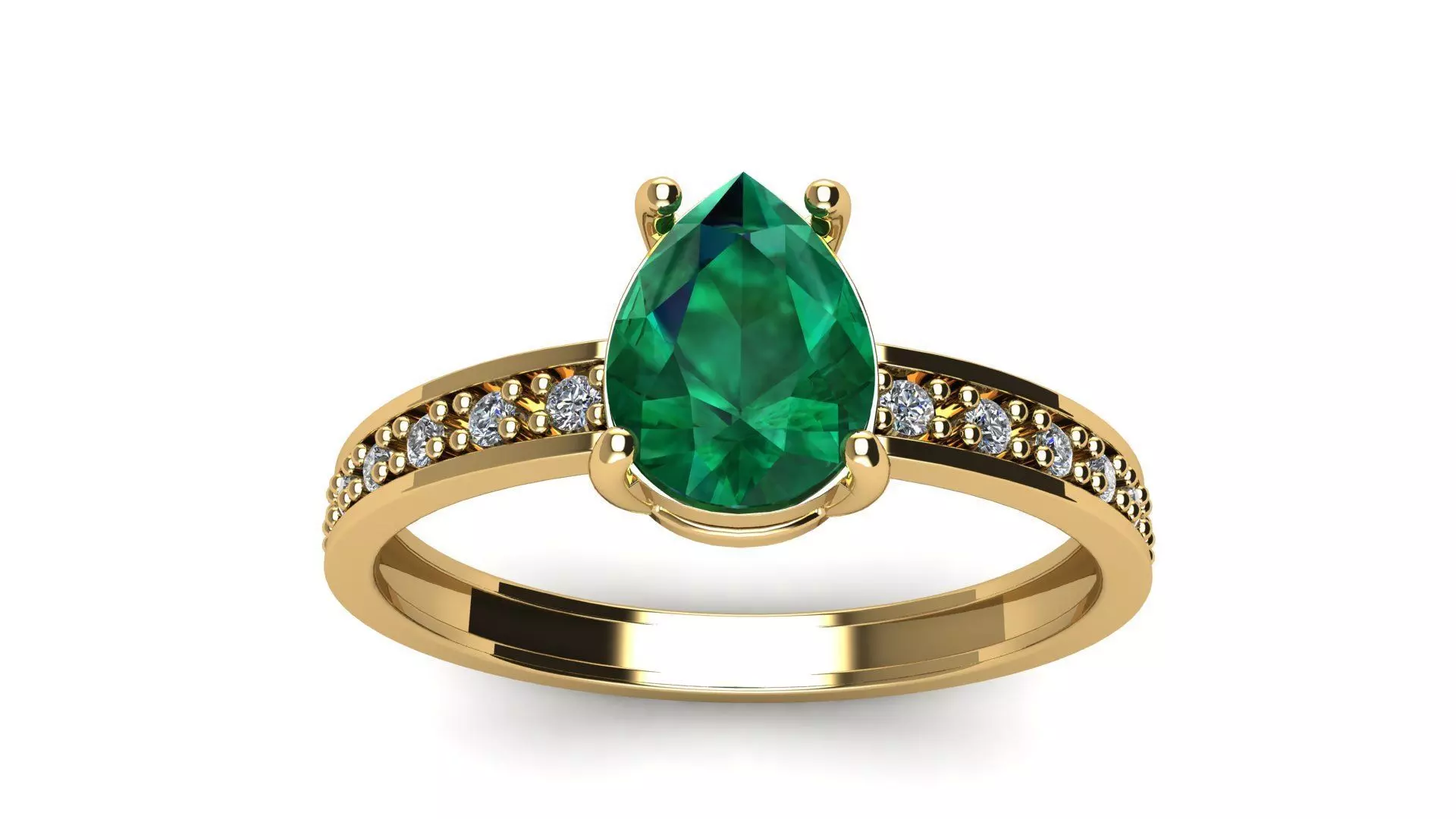 Pear Gem 7x5 mm Ring with Diamonds 3D print model