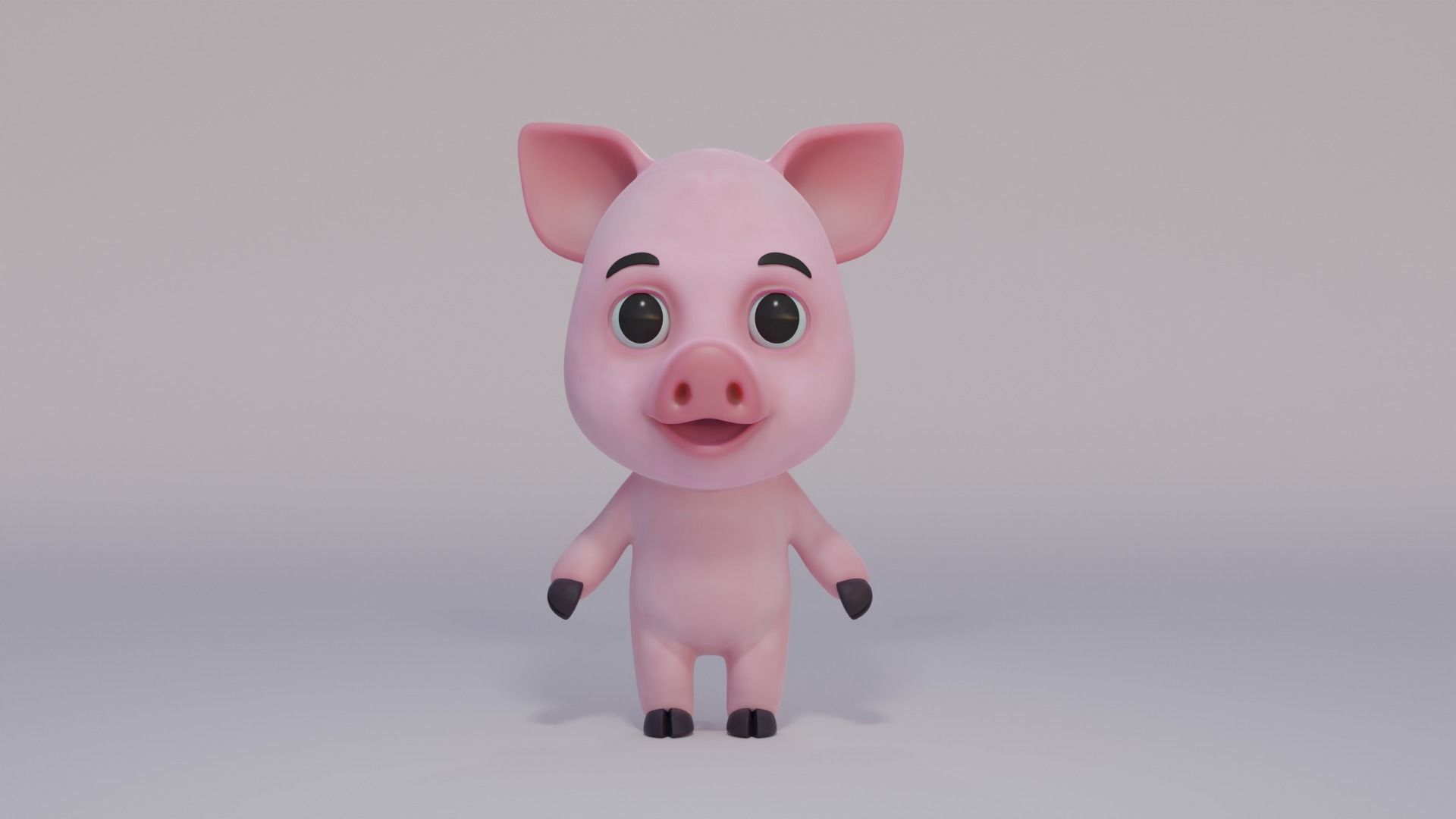 Cutsie Piggy Low-poly 3D model_1