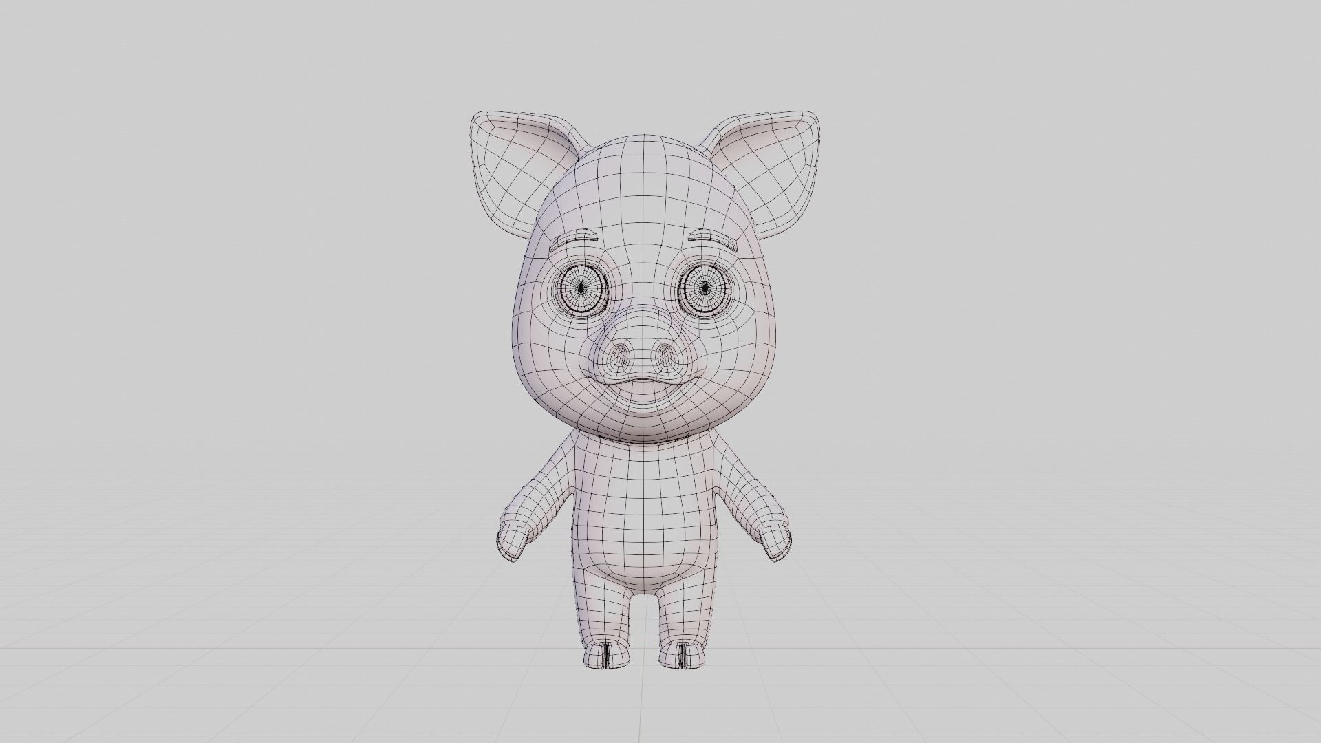Cutsie Piggy Low-poly 3D model_2