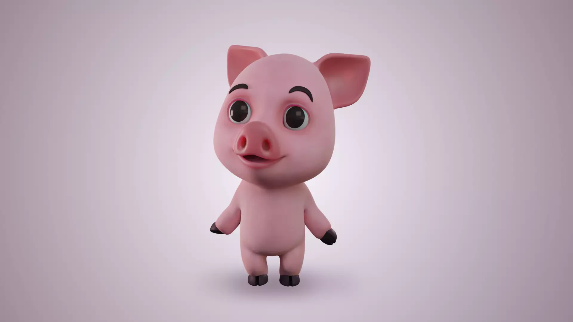 Cutsie Piggy Low-poly 3D model_0