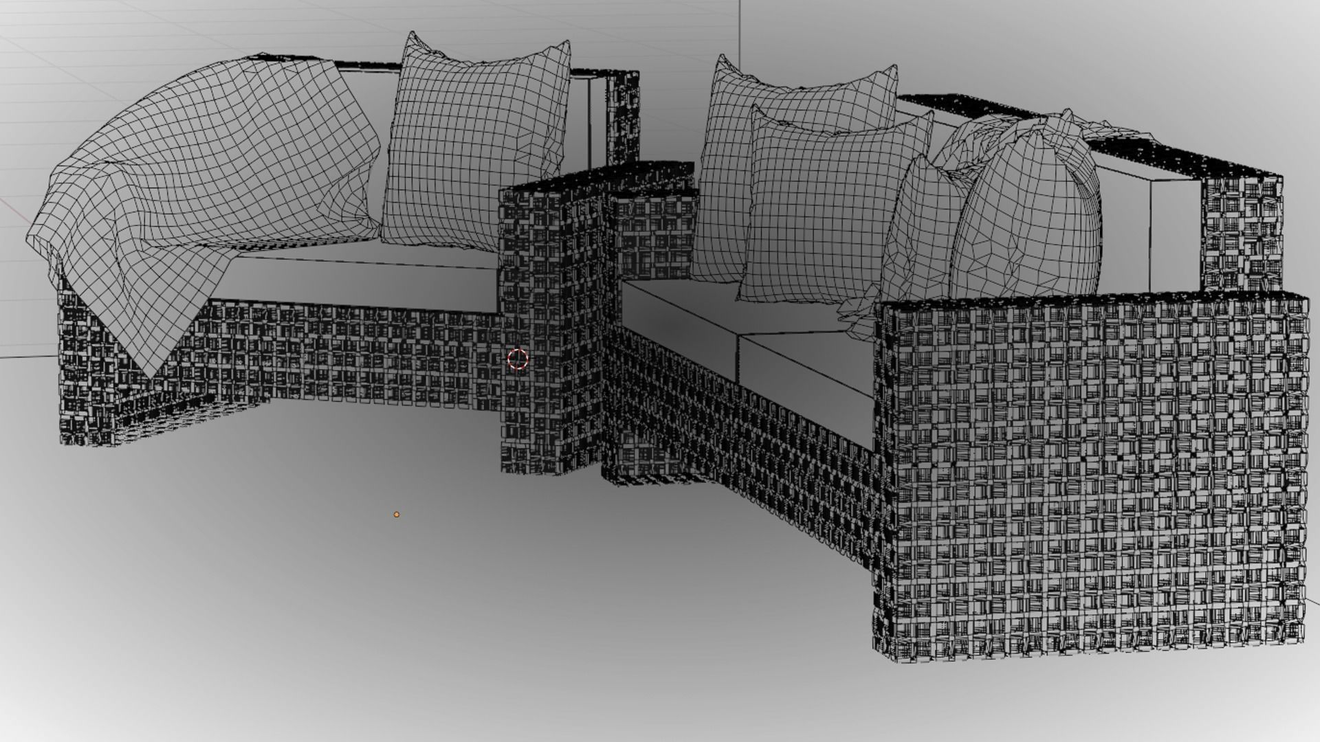 Wicker Sofa Set 3D model_15