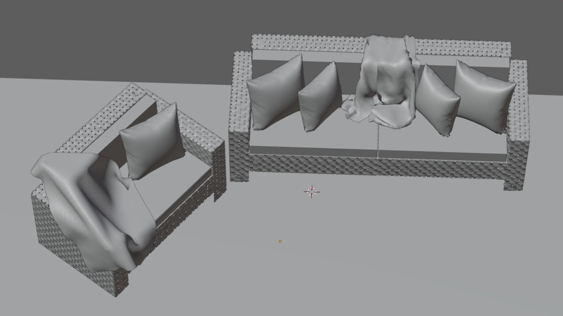 Wicker Sofa Set 3D model_9