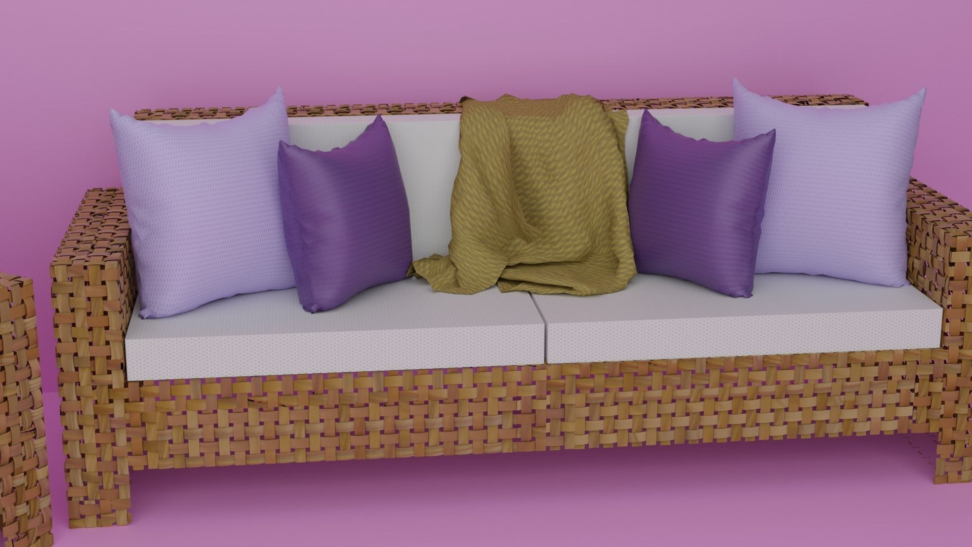 Wicker Sofa Set 3D model_6