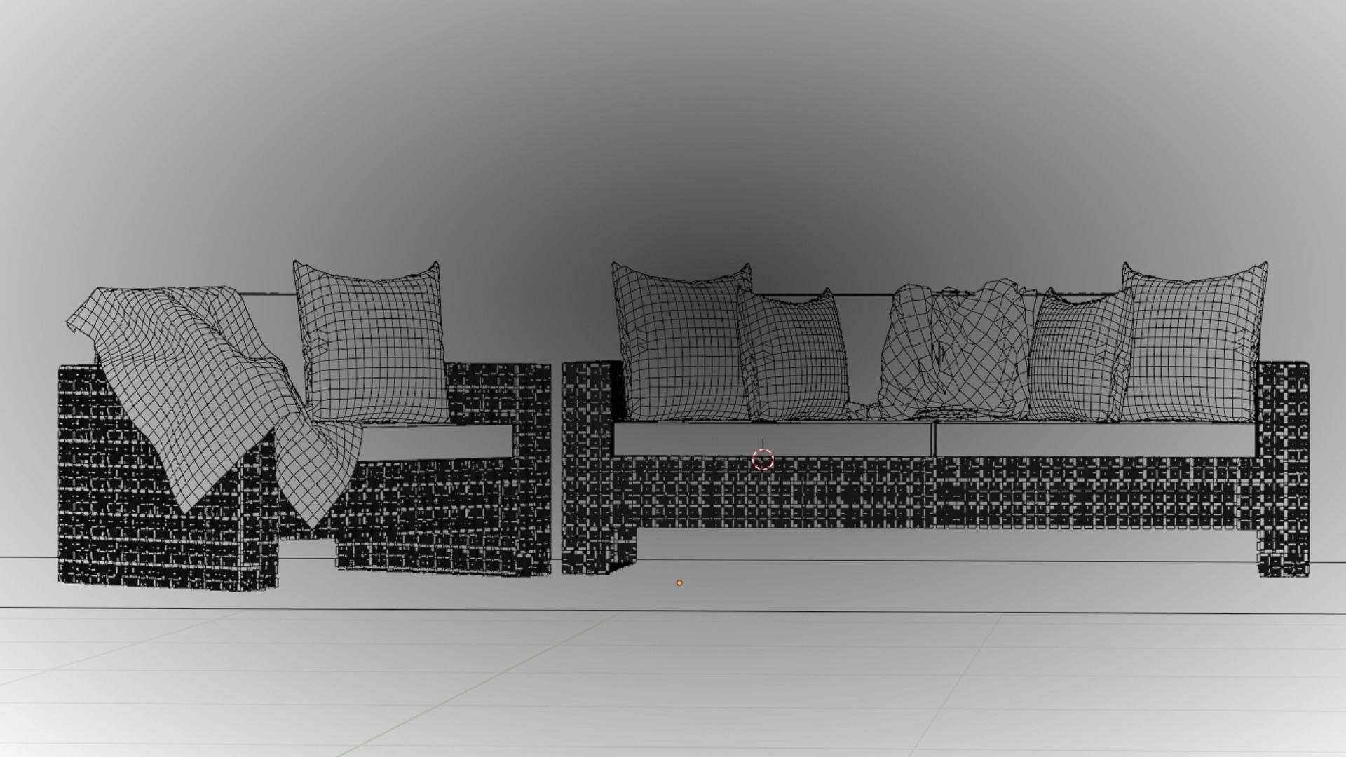 Wicker Sofa Set 3D model_13