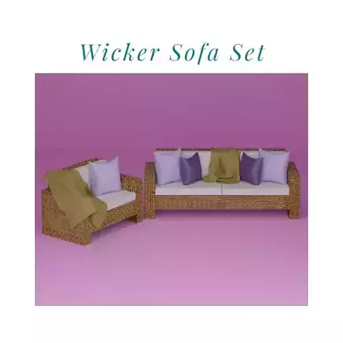 Wicker Sofa Set 3D model