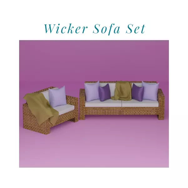 Wicker Sofa Set 3D model_0