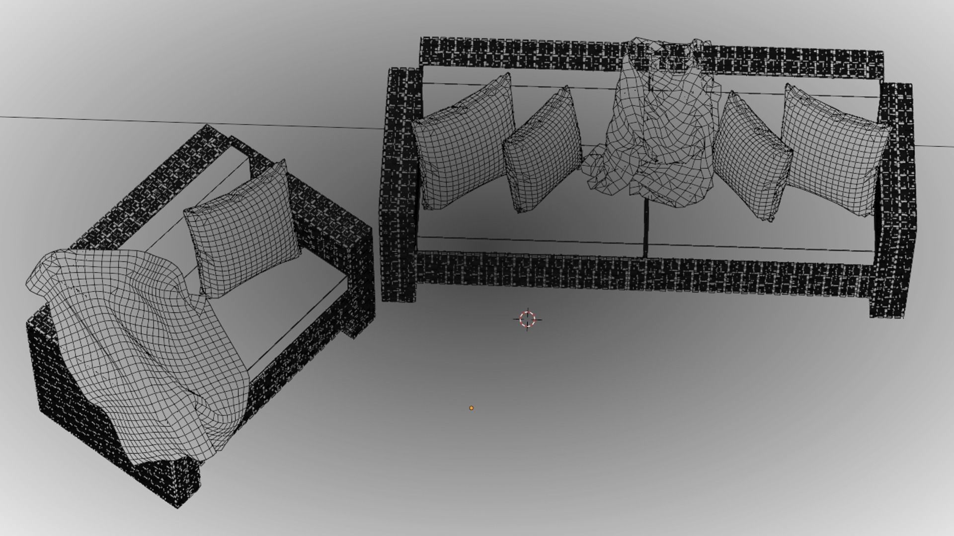 Wicker Sofa Set 3D model_14