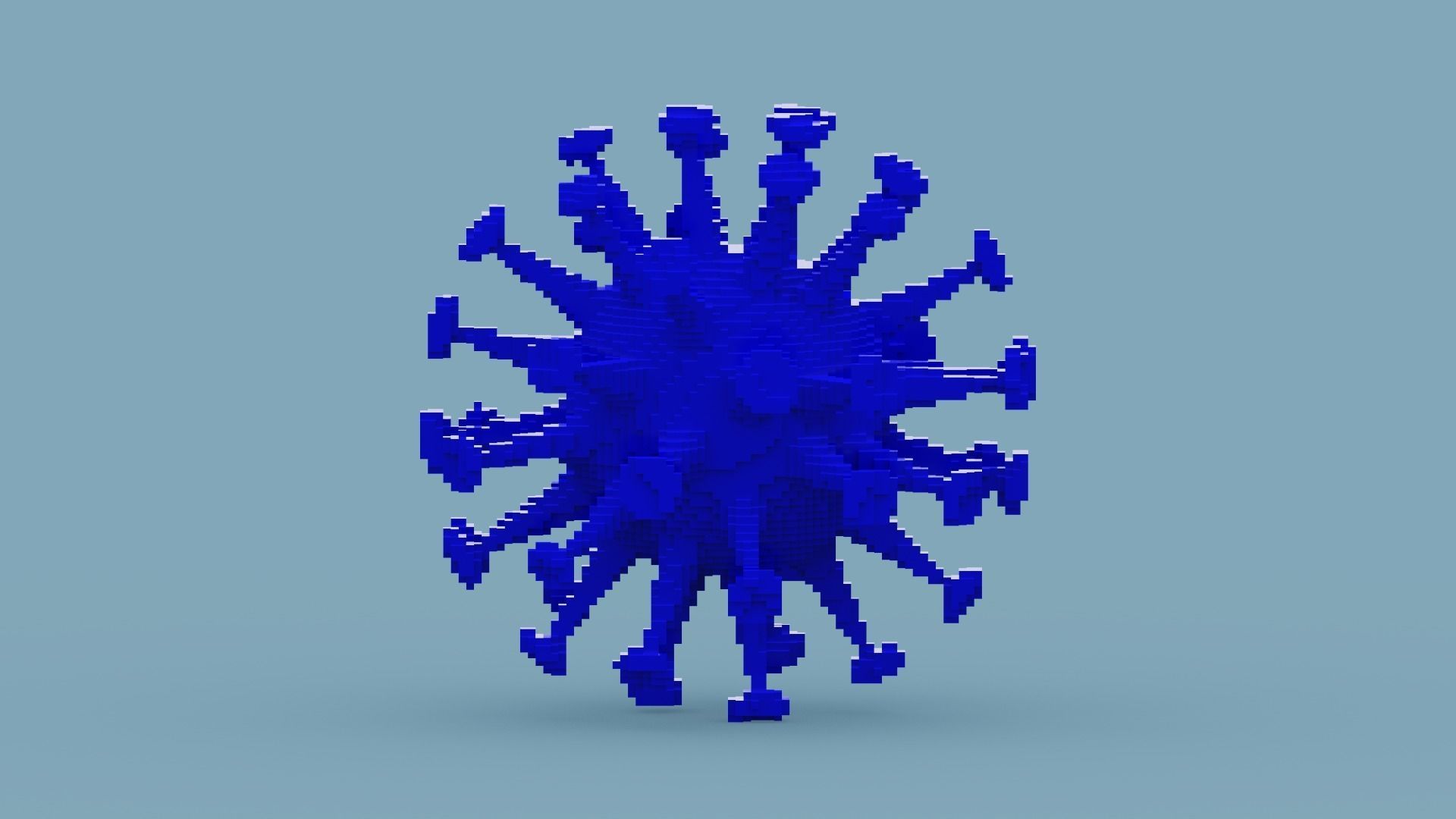 Voxel Blue Virus Low-poly 3D model_8