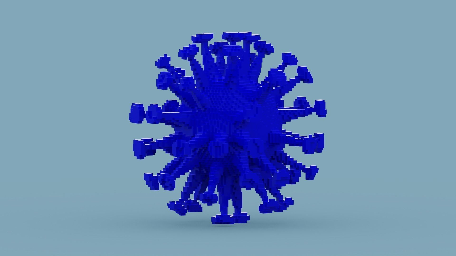 Voxel Blue Virus Low-poly 3D model_5
