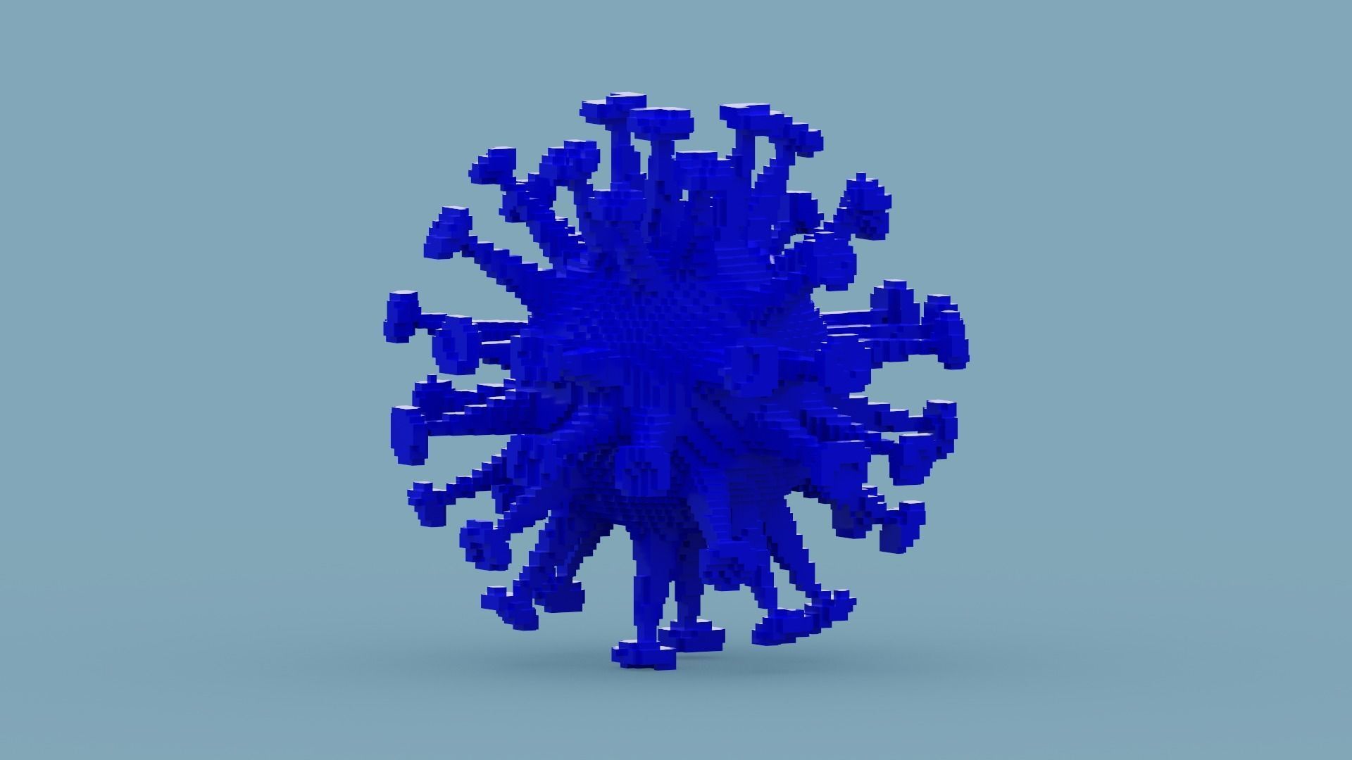 Voxel Blue Virus Low-poly 3D model_11