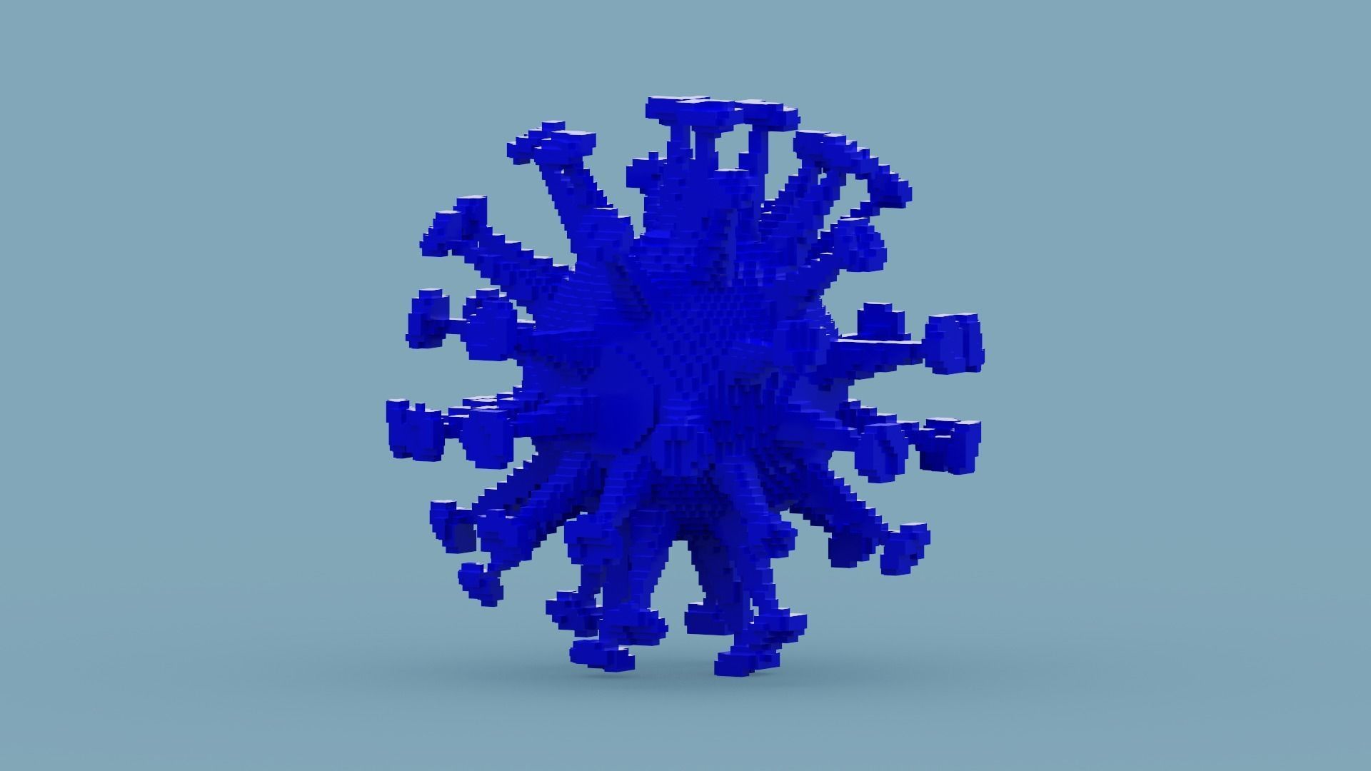 Voxel Blue Virus Low-poly 3D model_7