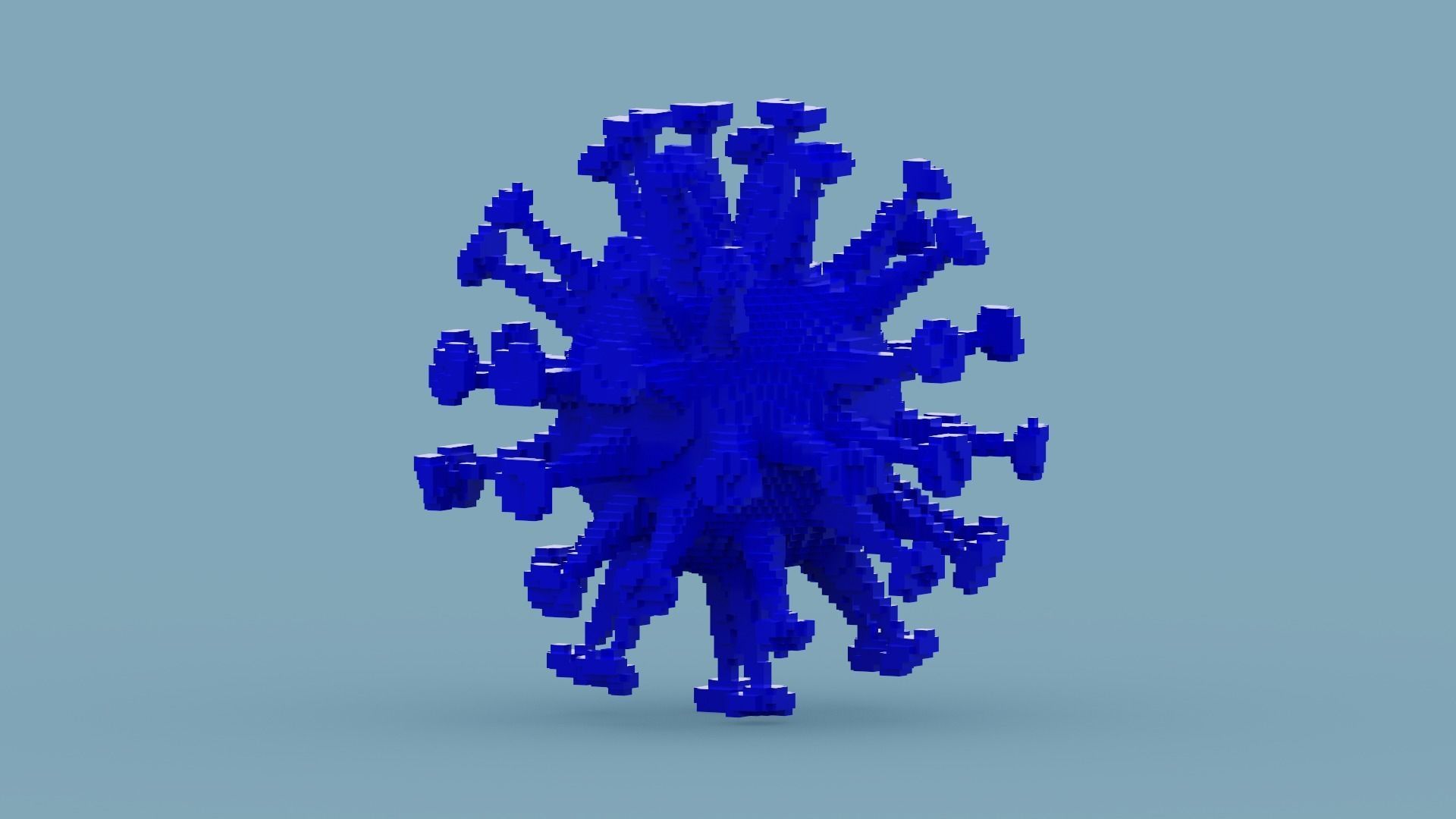 Voxel Blue Virus Low-poly 3D model_3